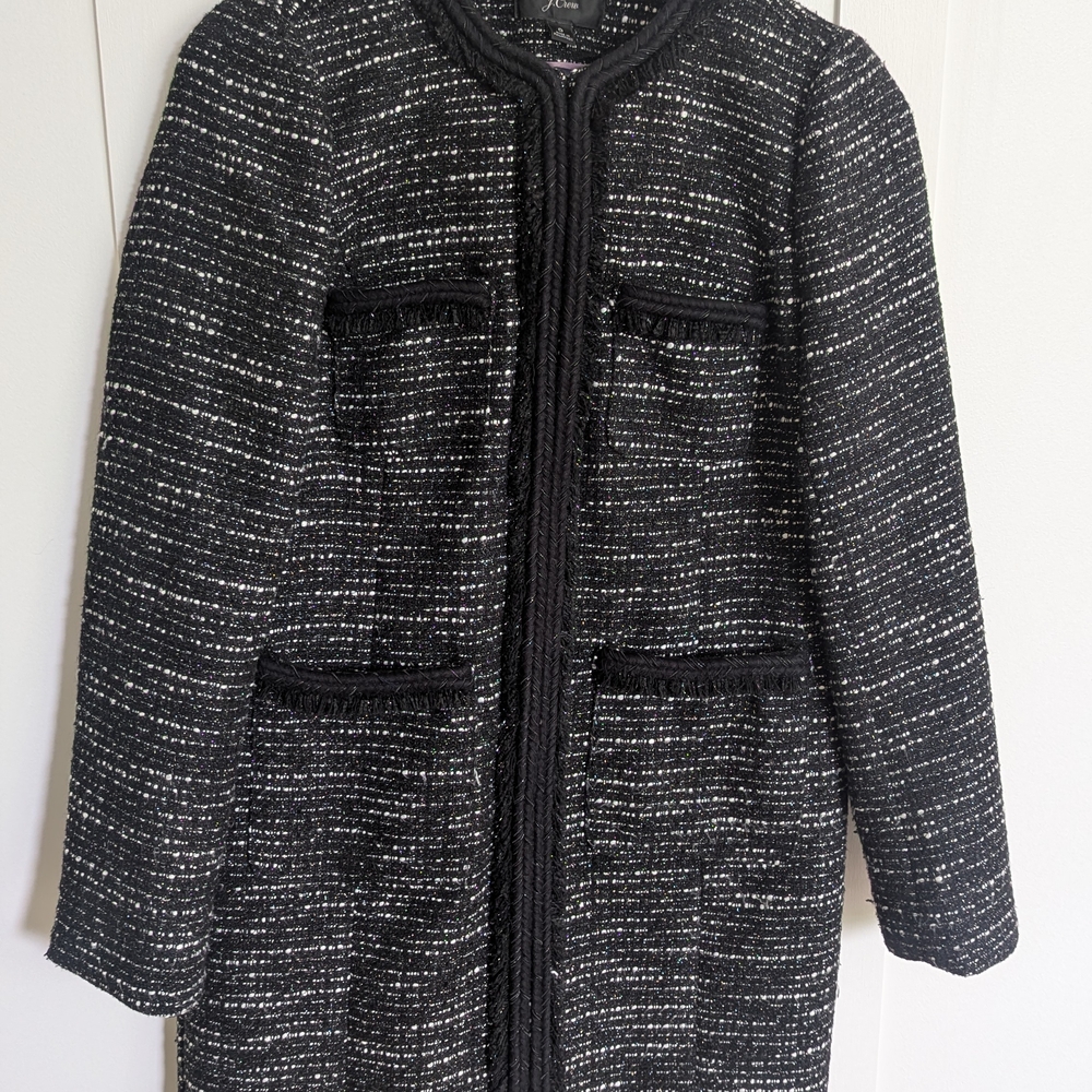 J. Crew Black and White Tweed Coat